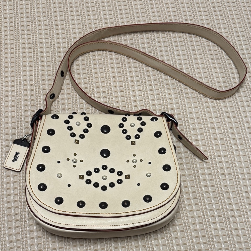 Coach Ivory Studded Crossbody Bag